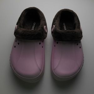 Pink Fuzzy Crocs